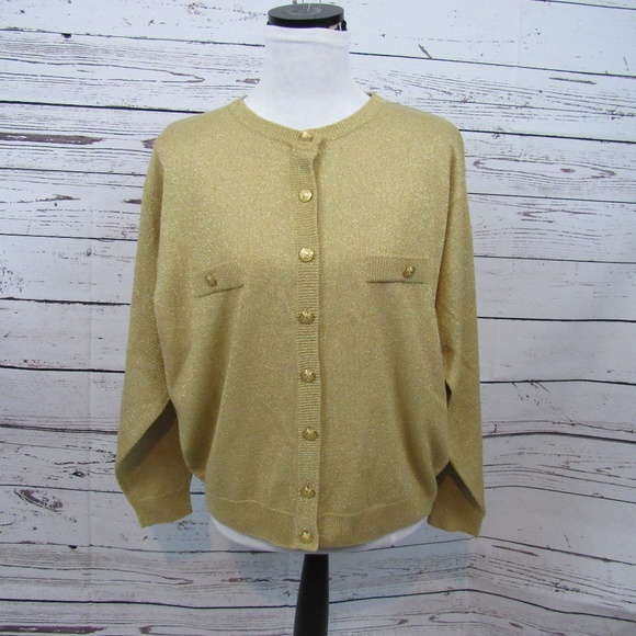 Milano Design Group VINTAGE gold shimmery cardigan - Picture 1 of 5